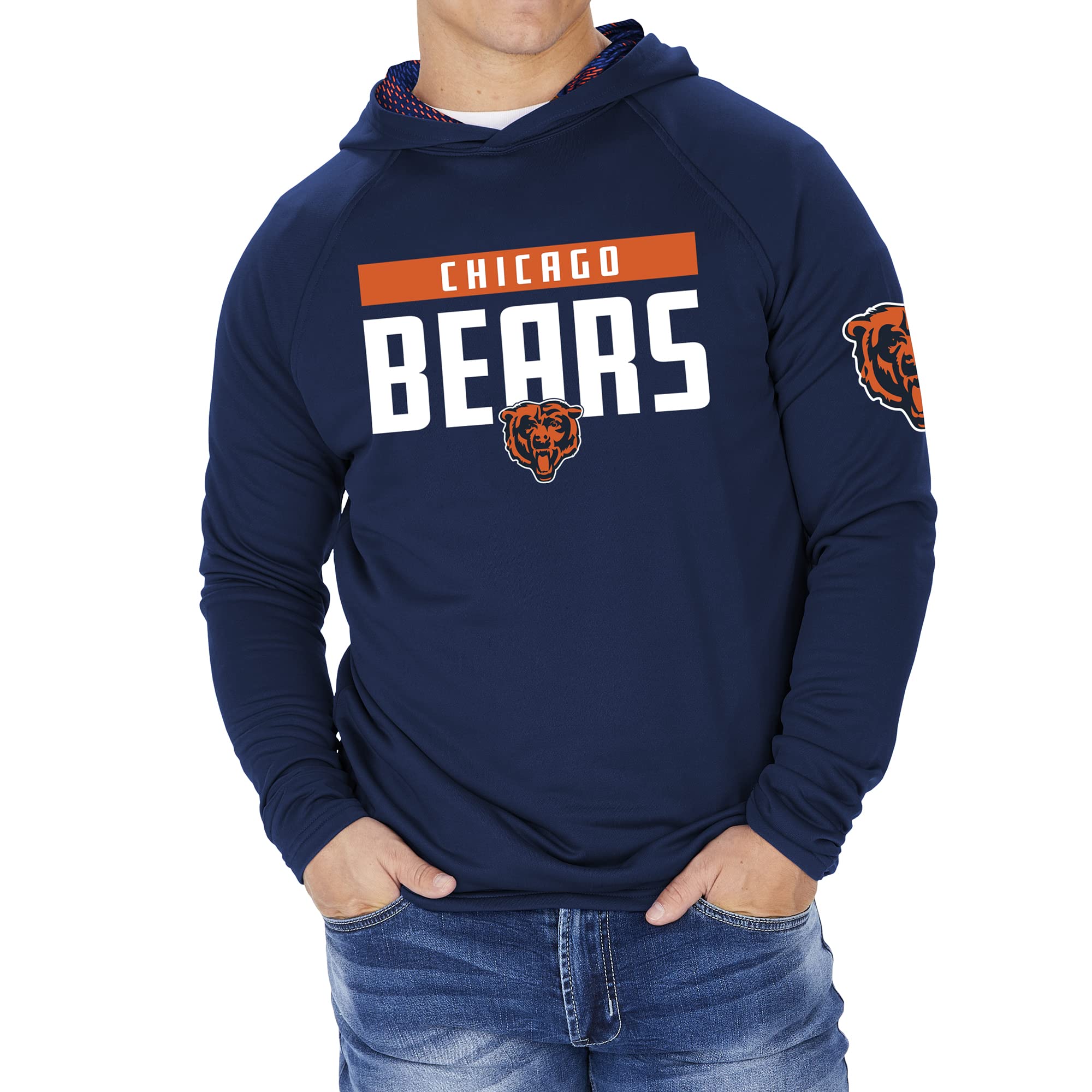 Zubaz NFL Football Men's Solid Team Hoodie with Camo Lined Hood and Sleeve Graphic — view 40