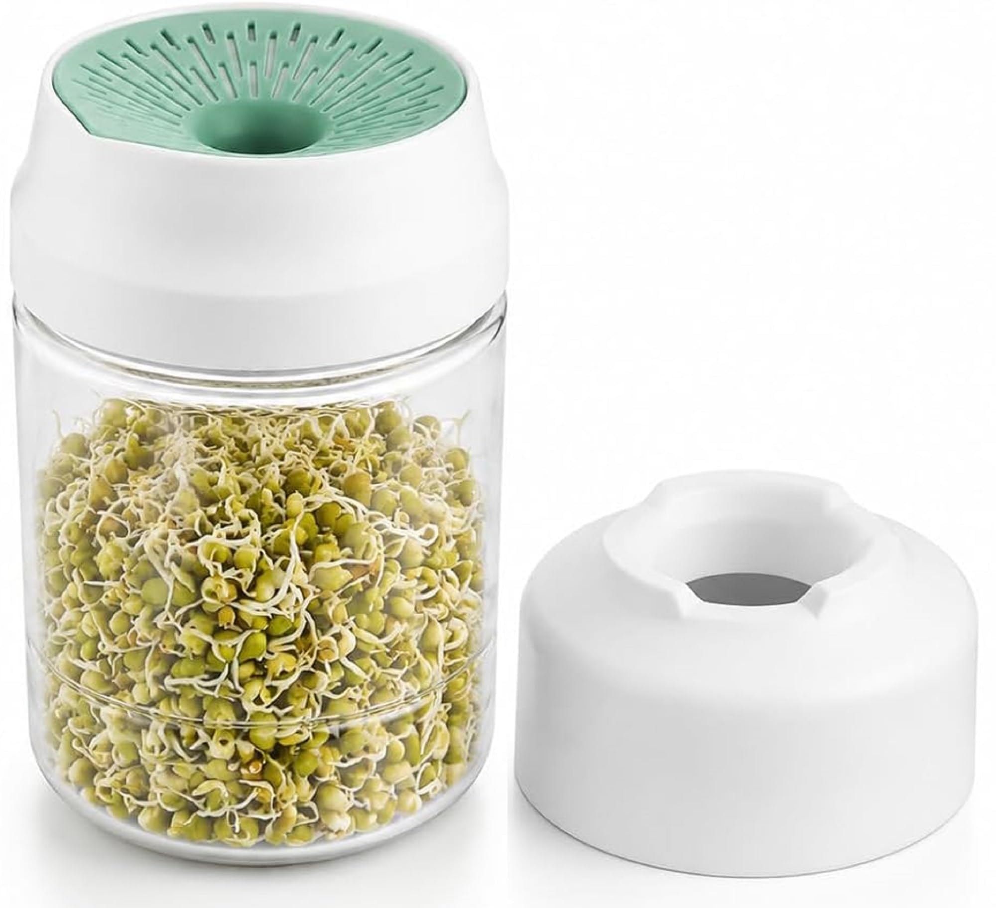KESI ORNAMENTS Sprout Maker Jar for Home Use with Strainer Drainage Lid,1000ml BPA Free Plastic Sprouting Container for Moong,Chana,Lentils & Beans,Easy Healthy Sprouts Growing Jar for Indian Kitchen