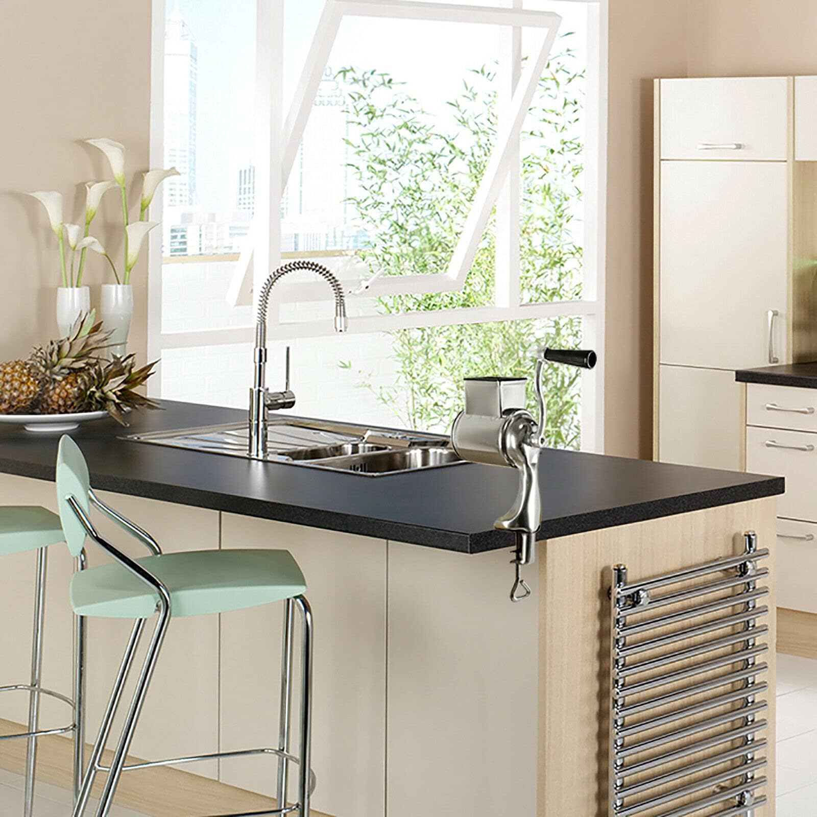 Grattugia per verdure e verdure, multifunzione, rotante, in acciaio inox, manuale, con 5 tamburi, taglierina da cucina per formaggio, verdure, noci