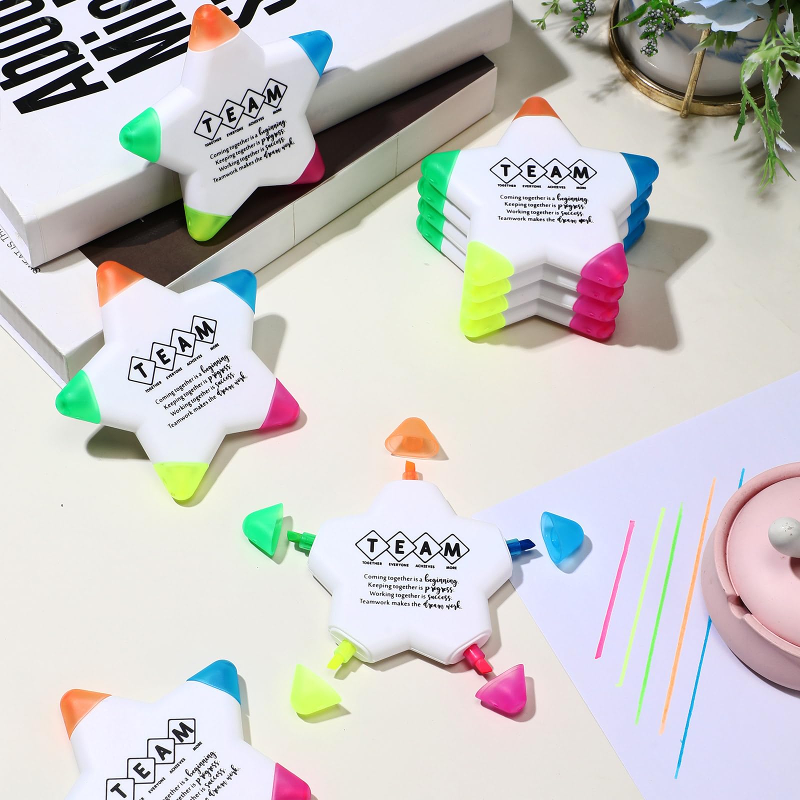 Inspirierende Textmarker, Teambuilding-Geschenke, Stern, motivierend, mehrfarbig, Aquarell-Marker, fluoreszierender Stift, Großpackung, Dankeschön, Geschenk für Mitarbeiter, Teams, Büro, 30