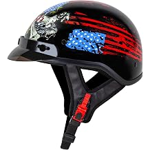 Cartman Cruiser Scooter Motorcycle Half Face Helmet, American Flag Skull USA Graphics, DOT Approved for Bike Scooter ATV UTV Chopper X-Large