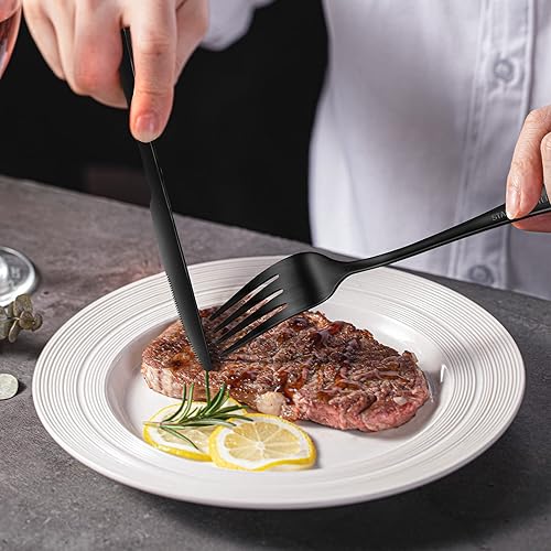 Miniatura 6 de Juego de cubiertos negros de 24 piezas juego de cubiertos negros juego de cubiertos juego de cubiertos de acero inoxidable de grado alimenticio para