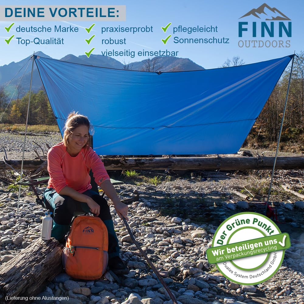 Zeltplane (3x3m), Tarp, wasserdicht, Ultraleicht, Sonnenschutz, UV-Schutz, Sonnensegel ideal für Camping und Outdoor Aktivitäten