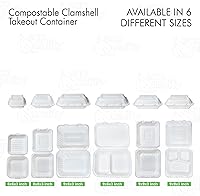 Vista 5 de Contenedor de comida cuadrado compostable con bisagras de 8 x 8 pulgadas, contenedores desechables de calidad resistente, caja de comida ecológica