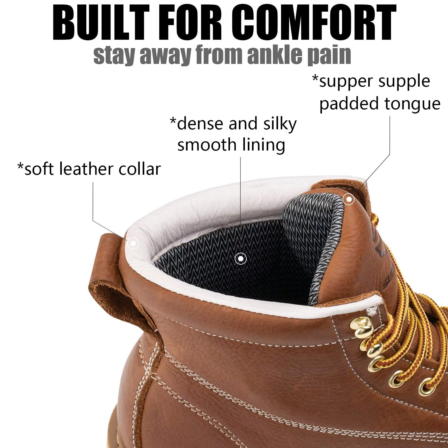 SUREWAY 6in Wedge Moc Toe Work Boots for Men - Soft Toe,Premium Full-Grain Leather,Lightweight Work Boots/Shoes,Comfort Insole,Oil/Slip Resistant,GoodyearWelt,EH Rated Industrial Construction