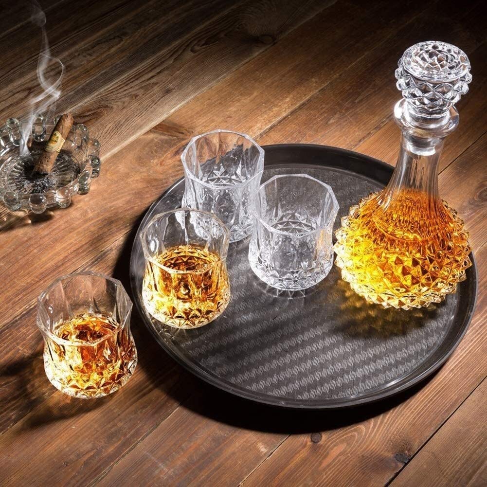Zestawy karafek do whisky dla mężczyzn, karafka do whisky i szklanki, karafka do whisky z kryształu bezołowiowego 600 ml z 6 szklankami do whisky 300 ml, do likieru whisky, 7 sztuk