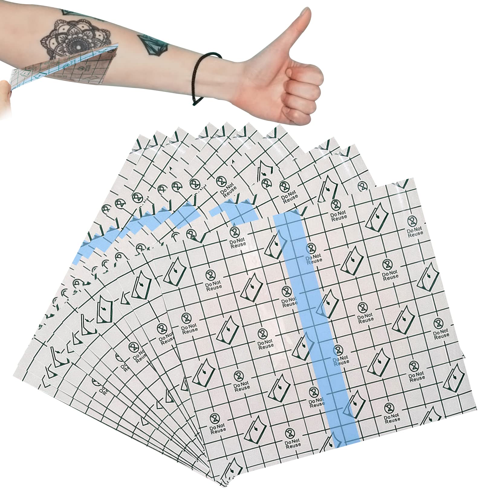 Tattoo Aftercare Waterproof Bandage，Transparent Film Dressing，10 PCS 15 cm x 15 cm Waterproof Transparent Stretch Adhesive Bandage Tape Retention Dressing Tapes