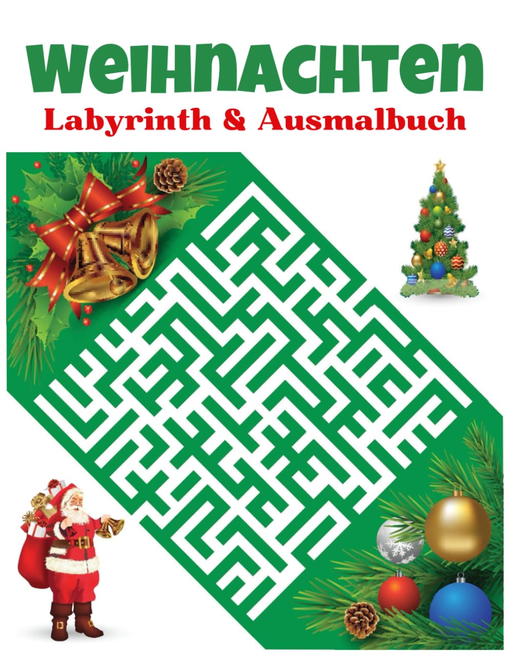 Weihnachten Labyrinth- und Malbuch für Erwachsene: Geschenke für Erwachsene | Verschiedene Formen und einzigartige Weihnachtslabyrinthe und ... Spaß, Stressabbau und Entspannung