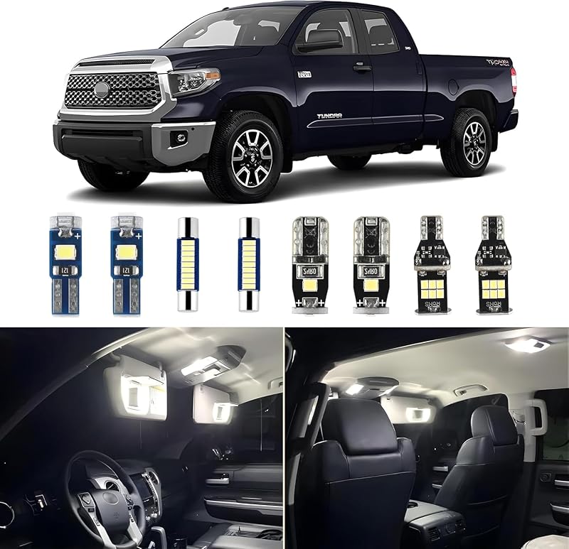 EASY EAGLE Luces interiores LED súper brillantes para automóviles, kit de bombillas blancas de 6000k para 2007-2019 2020 Toyota Tundra con herramienta de instalación (18 unidades)