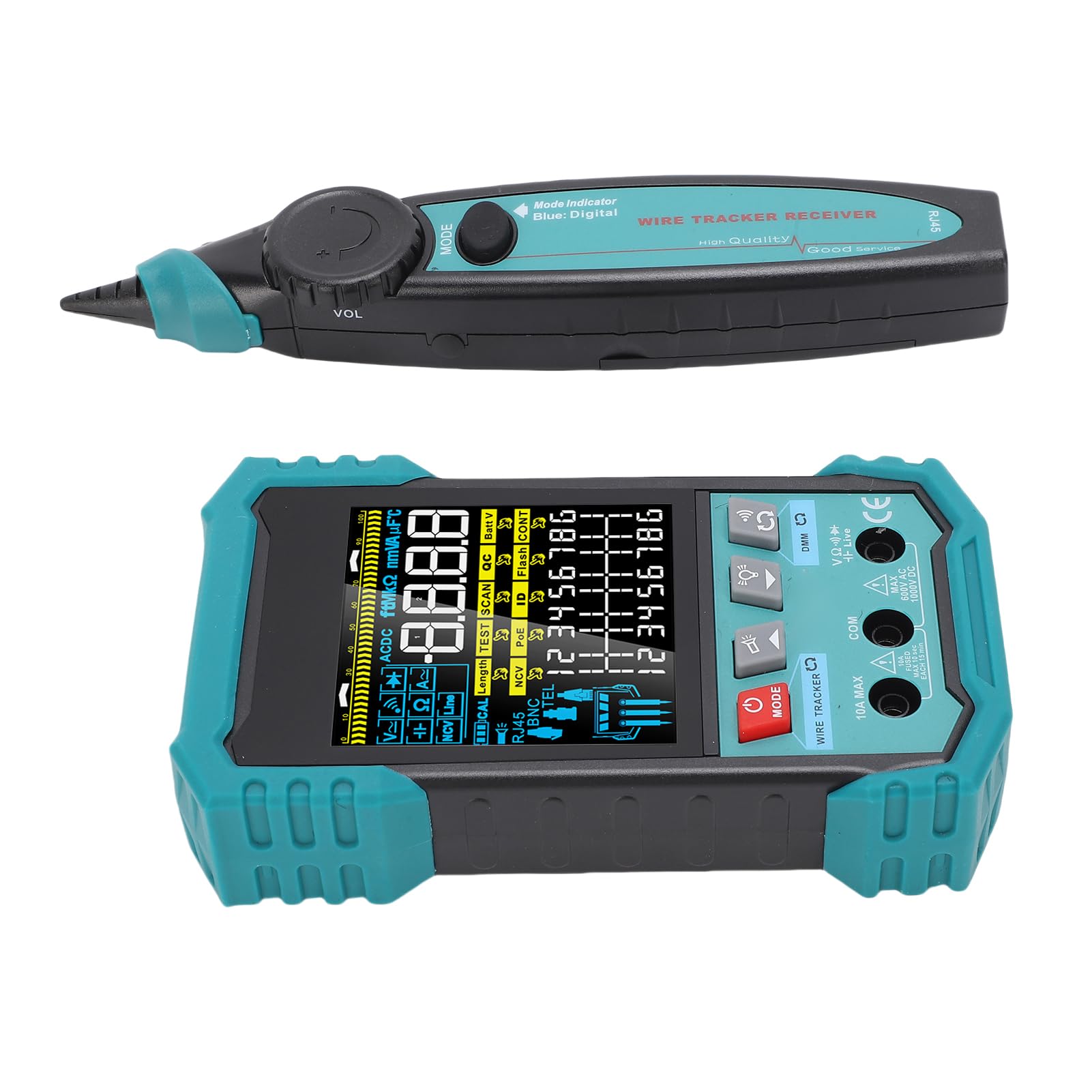 AUNMAS Tester per Cavi di Rete RJ45, Multimetro con Rilevamento PoE, Misurazione 400 M per Test e Identificazione Ethernet