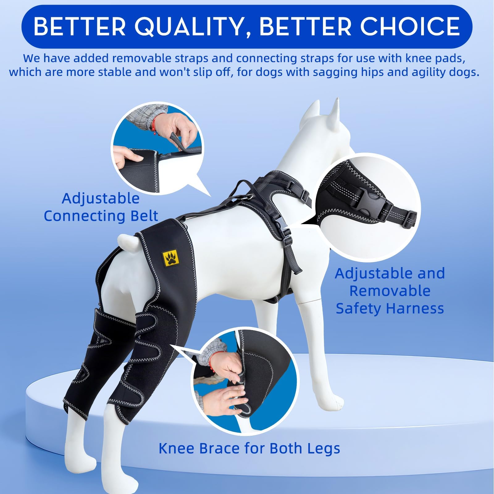 Rodillera para perro para ligamento cruzado, protector de soporte de pierna trasera para perros para lesiones del ligamento cruzado anterior, ayuda a la recuperación, articulaciones cálidas y alivio