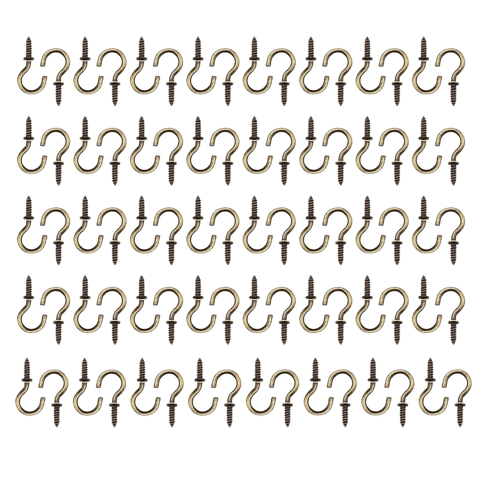 Kotkiddy 80 sztuk haków śrubowych 3 cm, wkręcane haki sufitowe, mini śruby do drewna, do użytku wewnątrz i na zewnątrz, ozdoba na ścianę, roślina (brązowe)