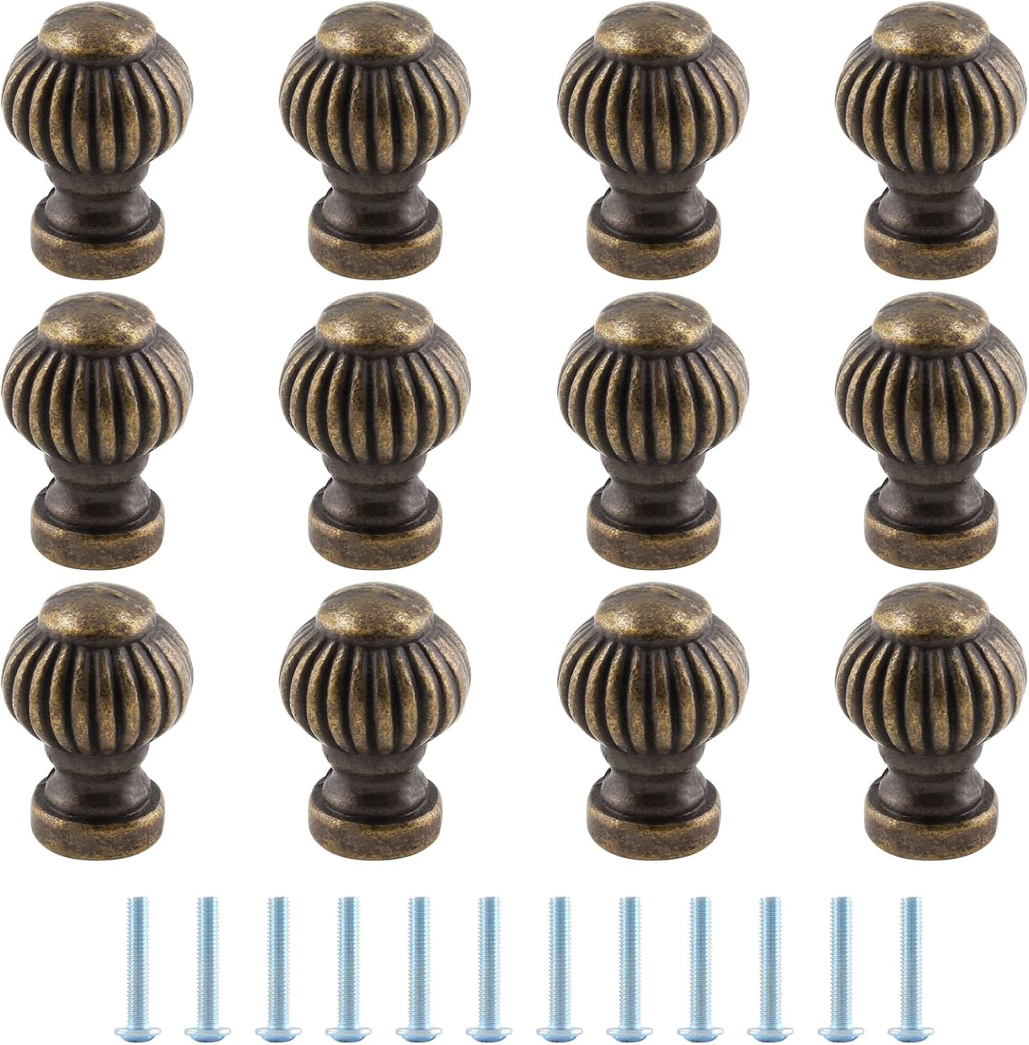Uenhoy 12 Pcs Mini Vintage Lantern Knobs 0.55" Dia for Jewelry Box Gift Case, Antique Bronze Cabinet Pulls, 14mm x 19mm
