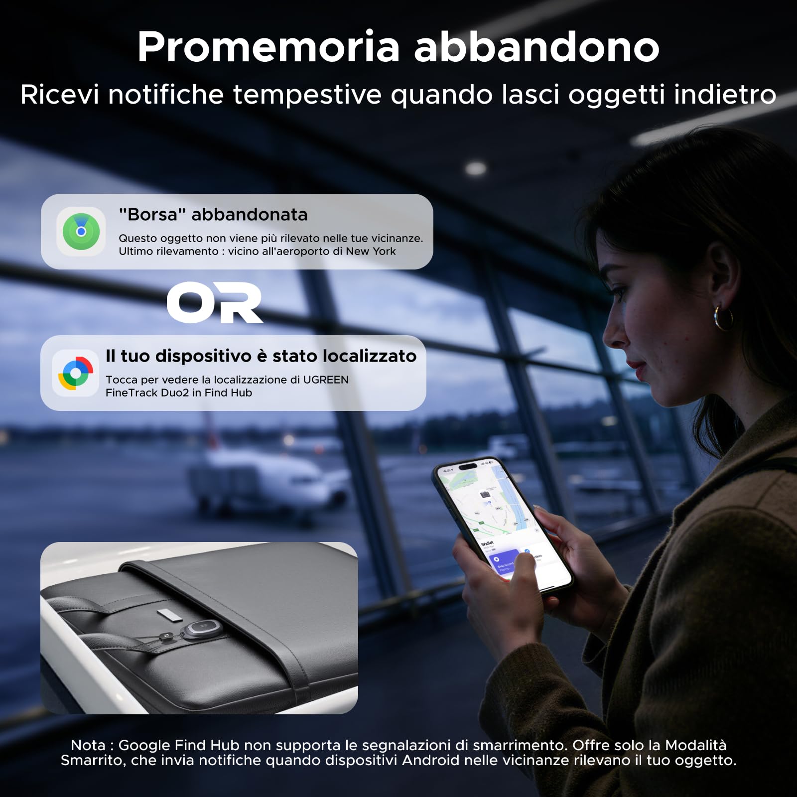 UGREEN FineTrack Duo 2 Tracker iOS e Android Ricarica USB C 4 Pezzi