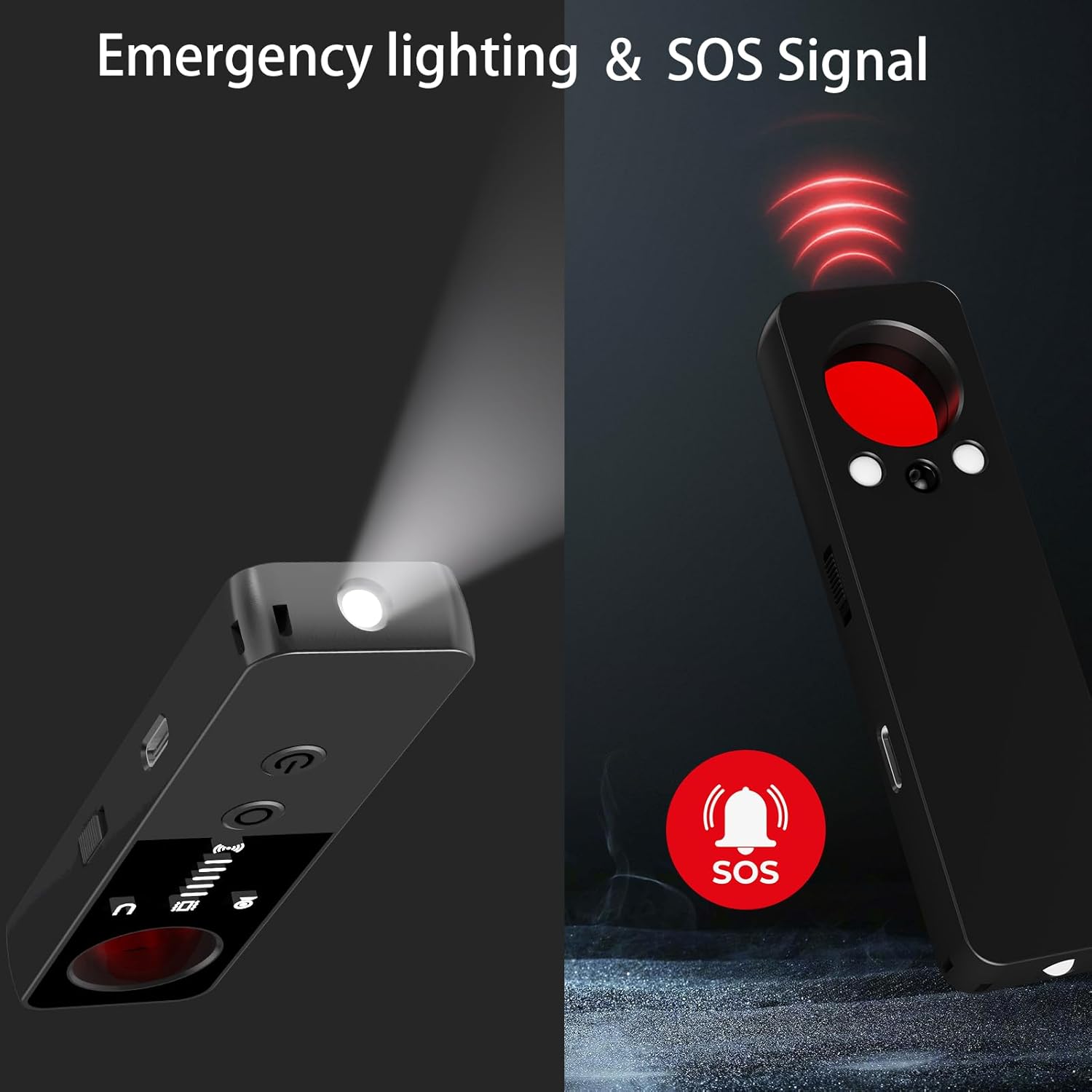 Image showing the detector's emergency lighting and SOS signal functions