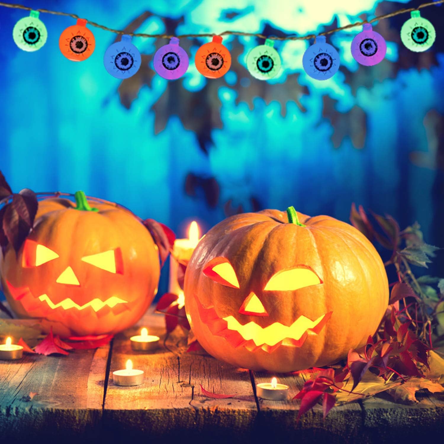ILLUMINEW 30 LED Halloween Eyeball String Lights, 8 Modes Fairy Lights with Remote, Waterproof Battery Operated Halloween Lights for Outdoor Indoor Party Christmas Halloween Decoration (Multi Color)