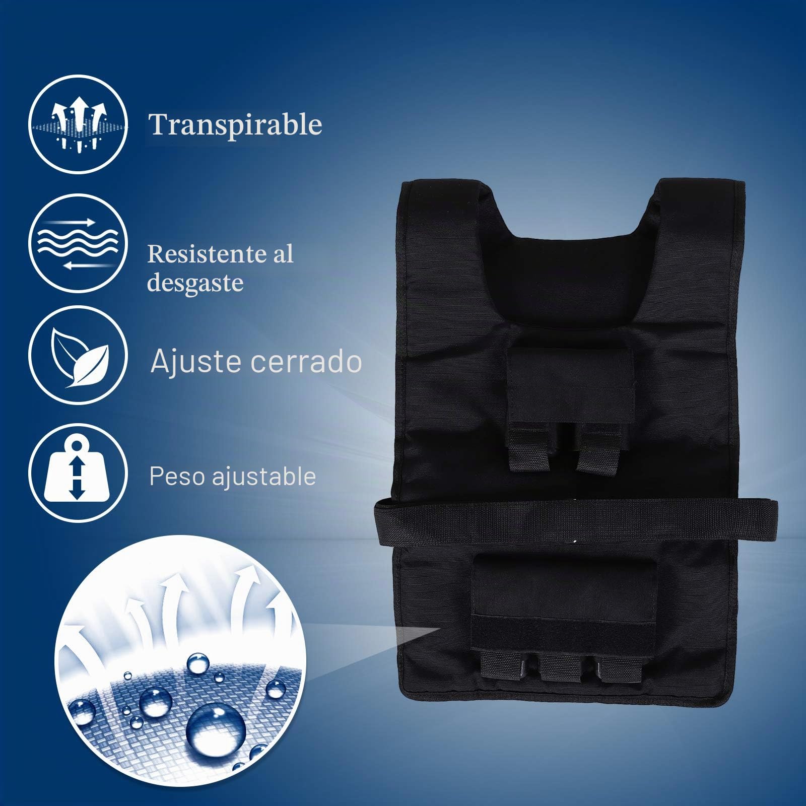 HOMCOM Chaleco de entrenamiento con pesas 30kg ajustable