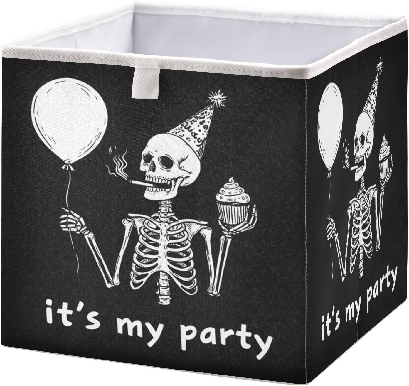 Skeleton Party Storage Bins for Organizing, Stylish Fabric Storage Basket, Foldable Organizer Cube Rectangular