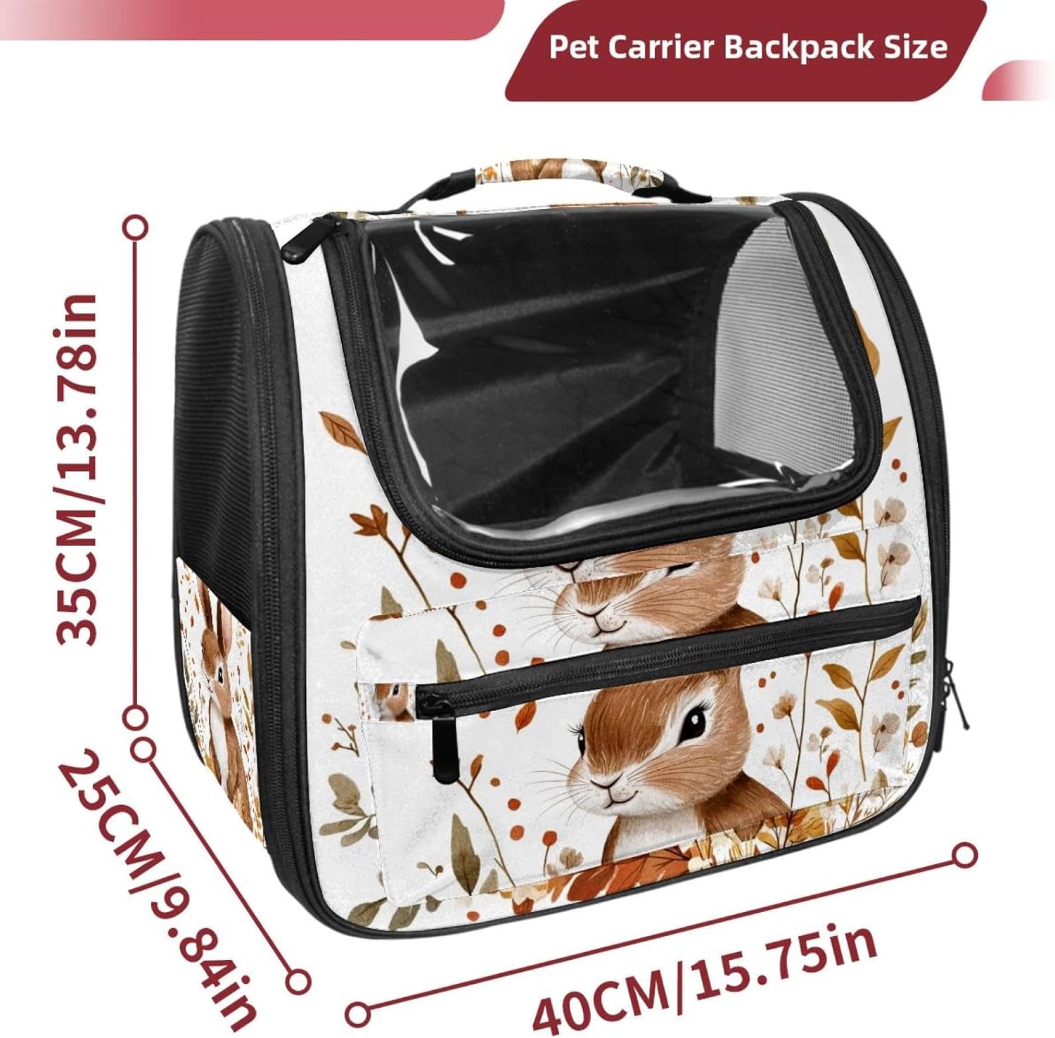 Bunny Rabbit Cat Backpack Carrier, Pet Backpack for Dog Cat Puppy Kitty, Travel Carrier for Hiking Walking Outdoor Use