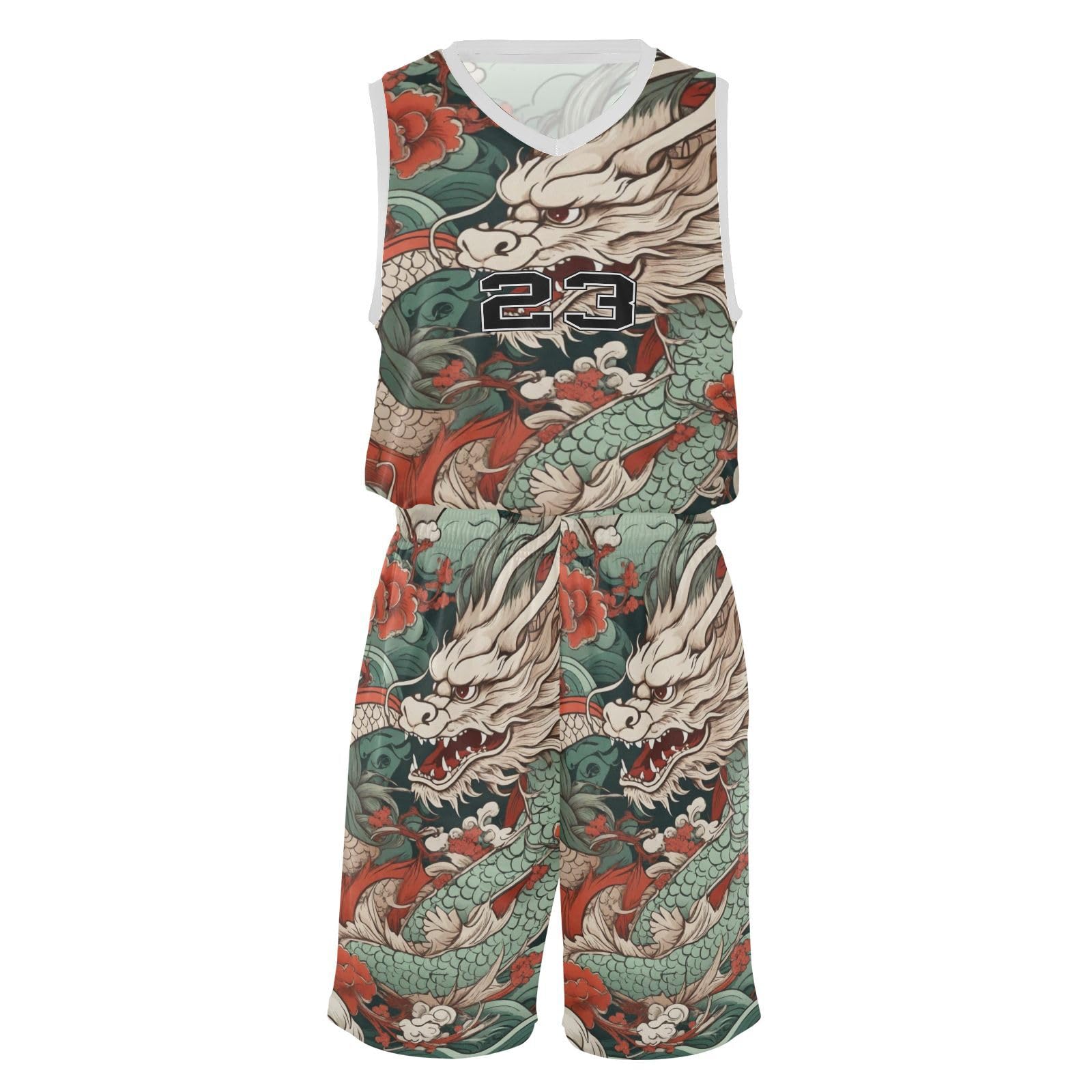 FLildon Retro Dragon Boys Basketball Jersey Set Tank Top Shorts Tracksuit Sport Training Suit for Kids