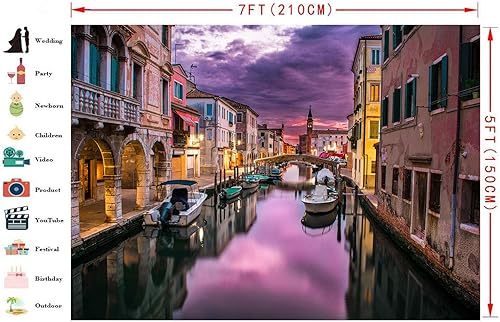 Miniatura 3 de Fondo de 7 x 5 pies de Venecia Water City para fotografía Italia Landmark City Night View Fondo de vacaciones tema decoración de fiesta YouTube
