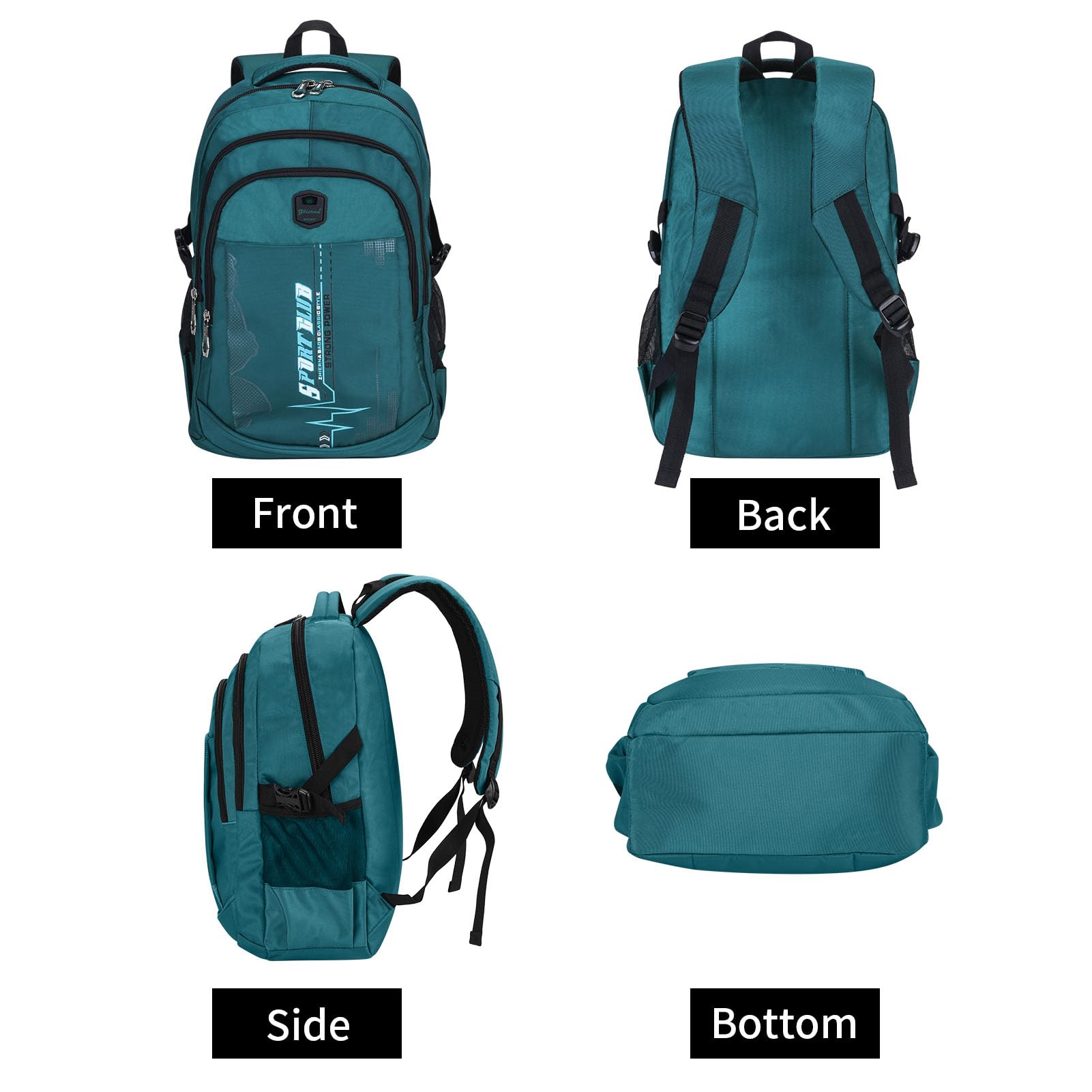 Mochilas escolares para estudiantes y niños, mochila para laptop, mochila escolar, mochila informal, mochila de viaje para adolescentes y niños, verde oscuro, 13 x 31 x 44.5 cm