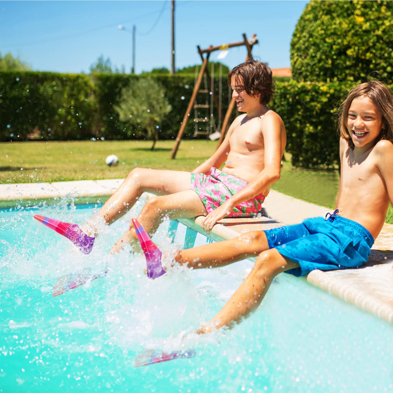Schwimmflossen Kinder, 100% Silikon Kurzflossen, Taucherflossen Regenbogen Flossen für Kinder Erwachsene Männer Frauen Schwimmen Tauchen