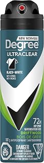 Degree Men UltraClear Black+White Dry Spray Antiperspirant Deodorant for 72H Sweat & Odour Protection Driftwood Anti Yellow Stains and White Marks 107g