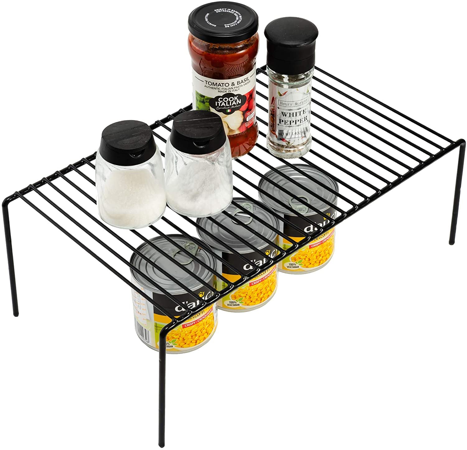 Juego de 5 organizadores de estantes de cocina grandes (15.7 x 9.4 pulgadas), estantes de almacenamiento de despensa, estantes de platos para armarios, congelador, mostrador, organizadores de