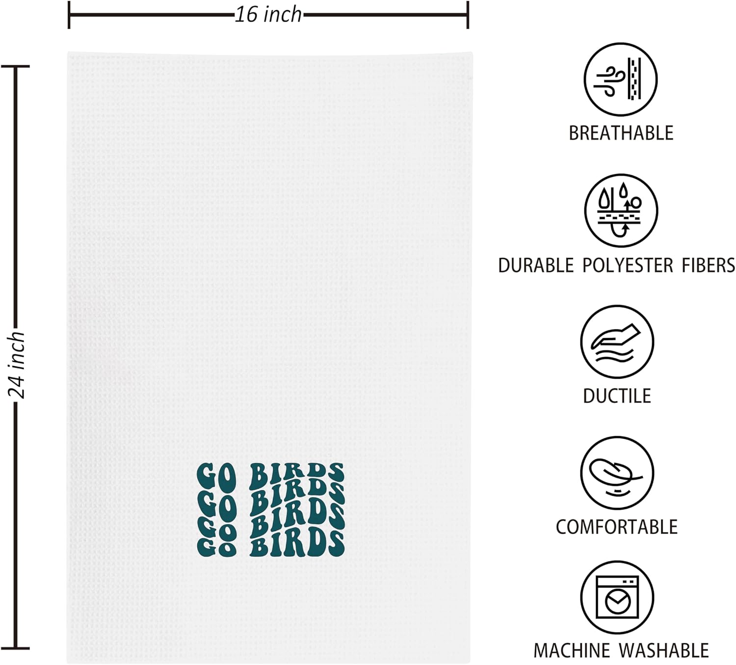 kunlisa Trendy Groovy Go Birds Football Kitchen Towels,Football Hand Towels,Eagle Decor,Eagles Fan Gifts,16×24 Inch