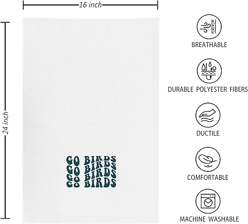 Miniatura 5 de kunlisa Trendy Groovy Go Birds - Toallas de cocina de fútbol, decoración de águila, regalos para fanáticos de águilas, 16 x 24 pulgadas Negro,Verde