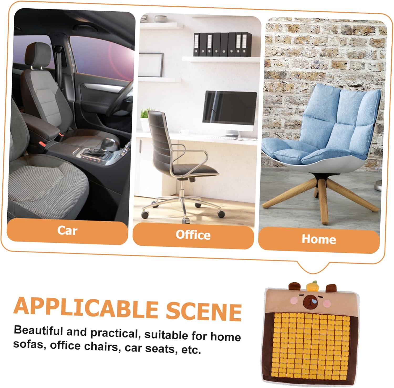SOLUSTRE Cooling Car Seat Cushion Breathable and Comfortable Pad for Office Chairs and Vehicles Sweat-Resistant and Non- for Daily Use Memory