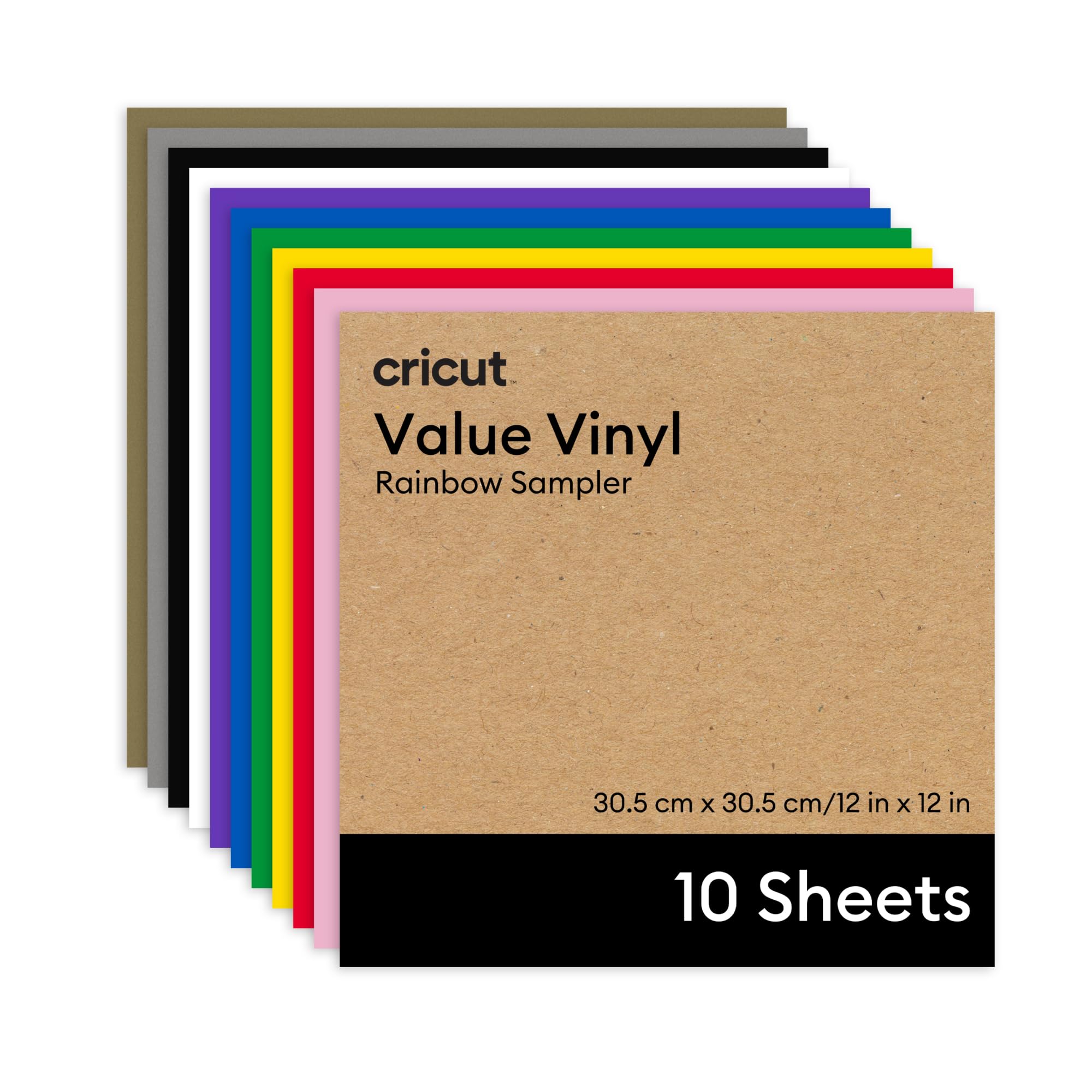 Cricut Permanent Vinyl | Pack of 10 | 30.5 cm × 30.5 cm (12" × 12") | Adhesive Vinyl Sheets | Compatible with All Cricut Cutting Machines