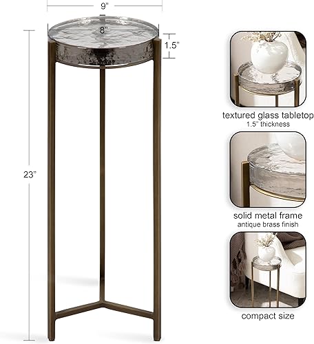 Miniatura 34 de Kate and Laurel Aguilar Glam - Mesa de bebidas de 8 x 8 x 23 pulgadas, color dorado, mesa de té de transición y soporte para plantas con mesa de