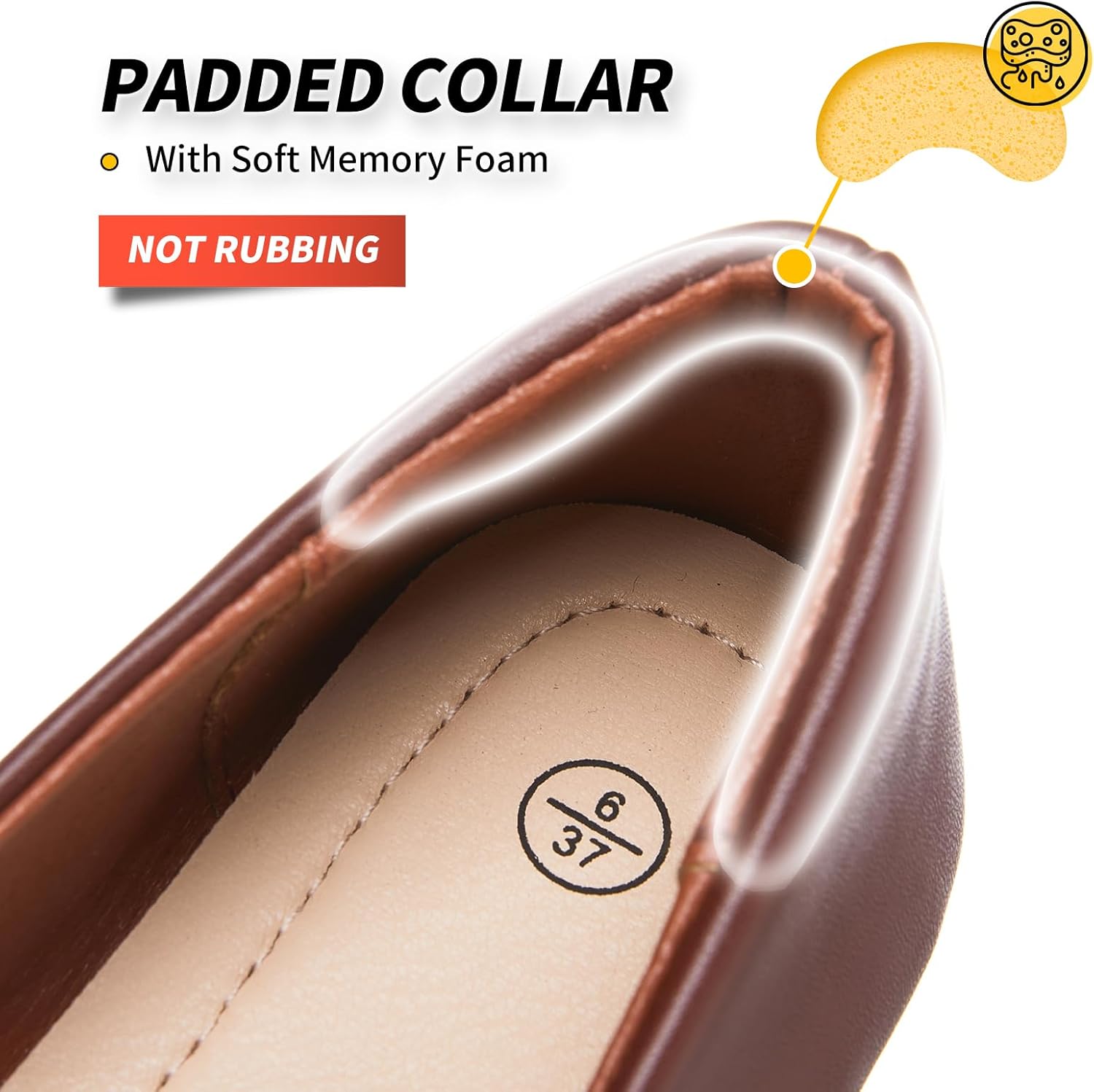 BABUDOG Women's Black Flats Shoes,White Dress Shoes for Women,Crimping Faux Suede Ballet Flats Comfortable - Image 5