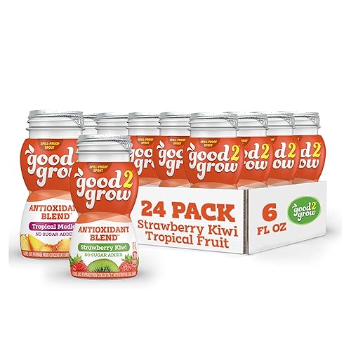 good2grow Jugo de mezcla antioxidante con sabor a kiwi de fresa y tropical para niños, botellas de jugo a granel de 24 unidades, botella