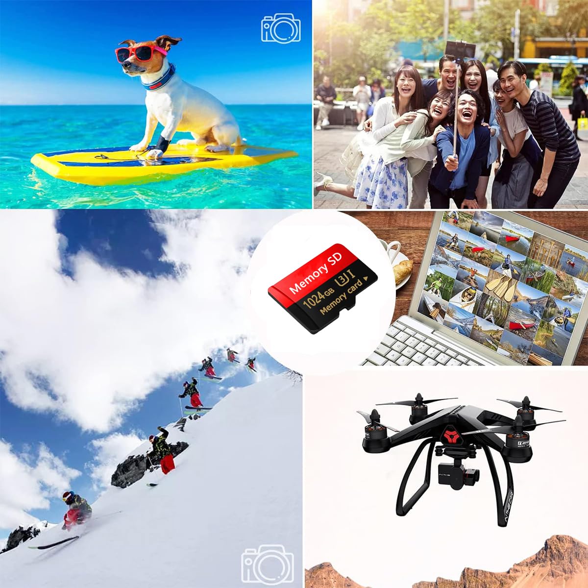 Scheda SD 1024GB - Card Alta Velocità Scheda TF 1024GB Impermeabile Memoria SD Mini Memory Card con Smartphone/Fotocamera/Tablet/Drone/Smart TV