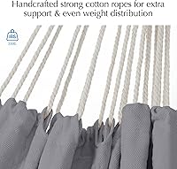 Vista 3 de Silla de Hamaca PNAEUT con Cuerda Colgante para Interior y Exterior para Dormitorio, Patio (Gris)