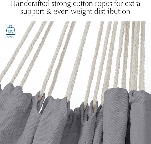 Miniatura 2 de Silla de Hamaca PNAEUT con Cuerda Colgante para Interior y Exterior para Dormitorio, Patio (Gris)