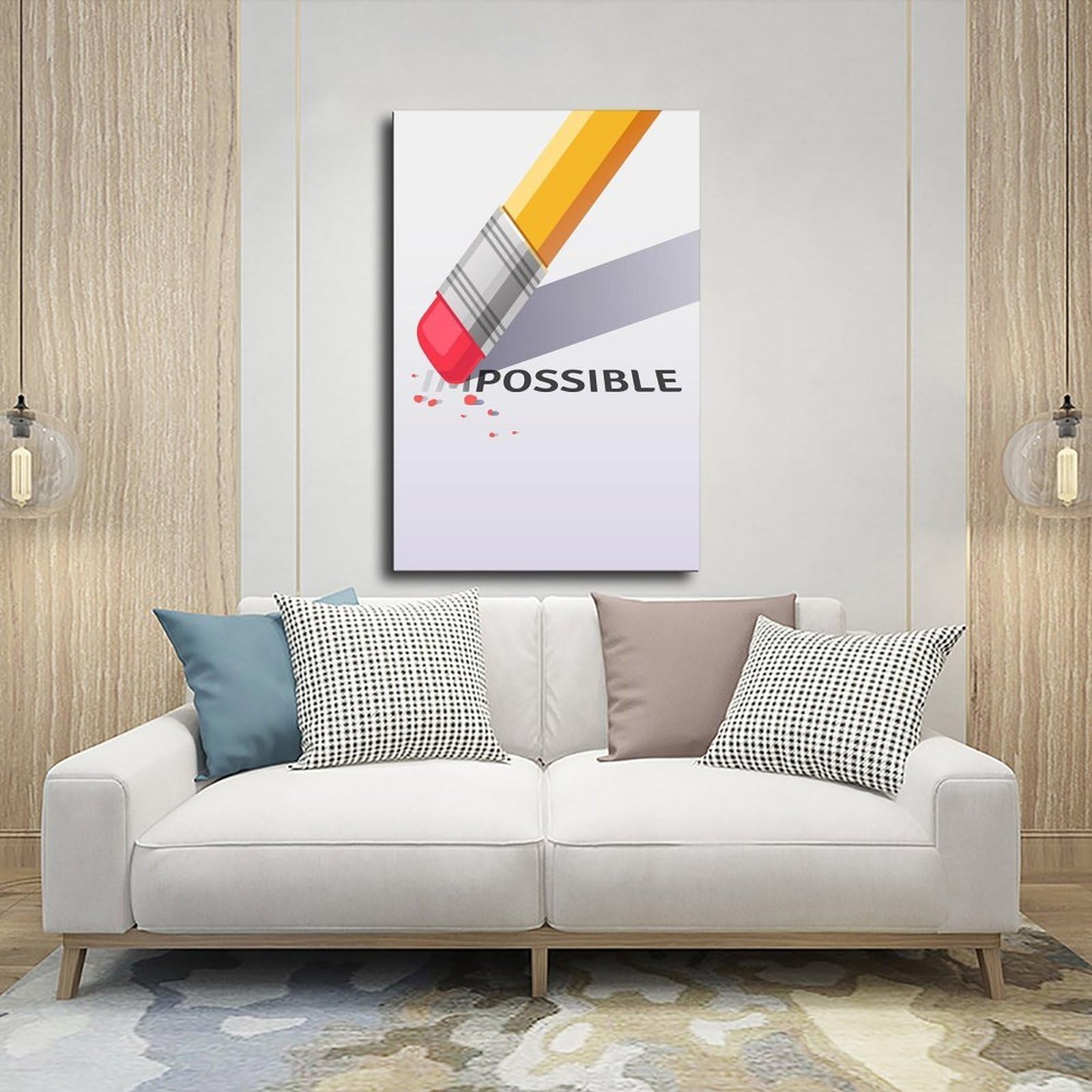 Art mural de motivation - Effacer l'impossible sur toile - Décoration murale pour salon, chambre à coucher - 40,6 cm (L) x 61 cm (l)