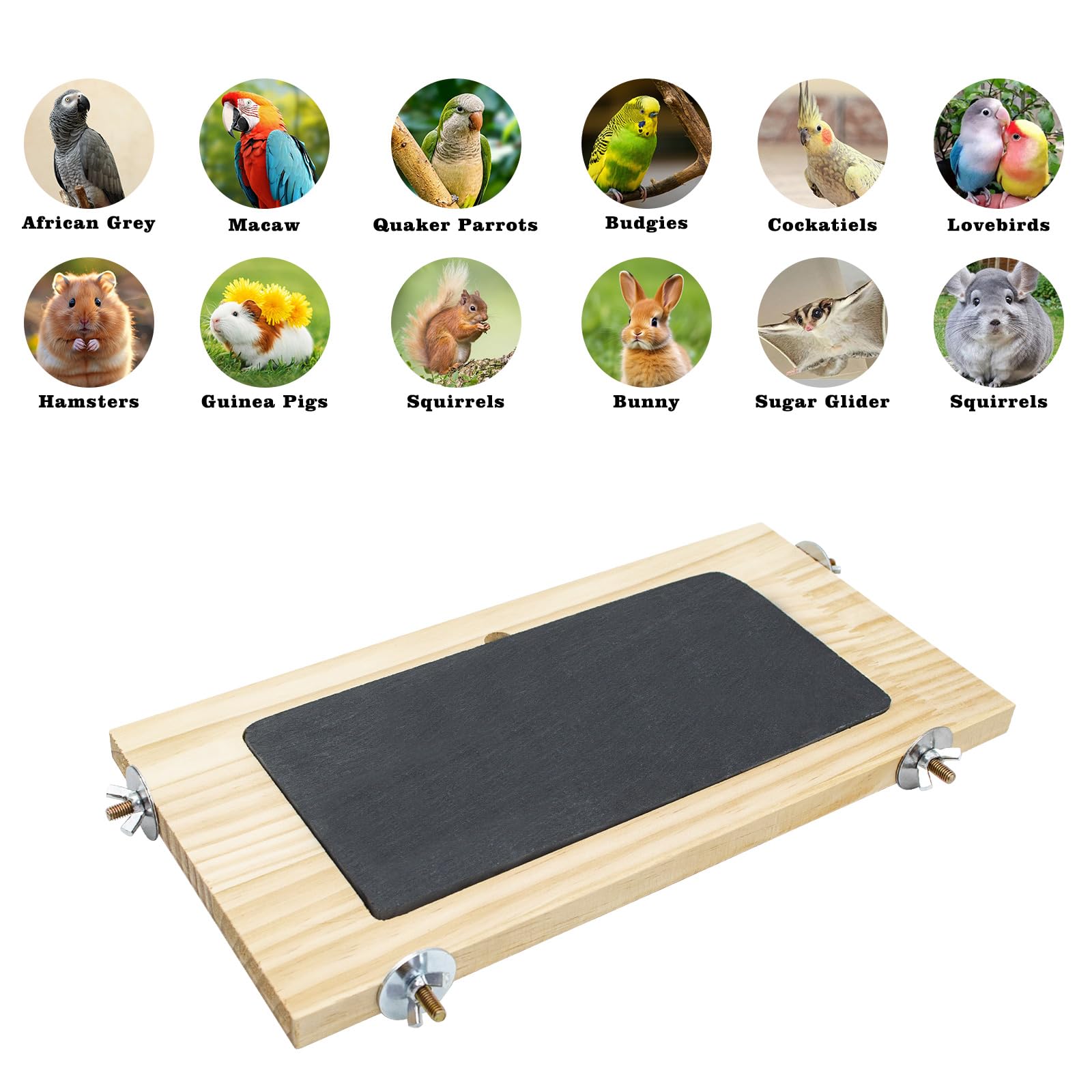 Bird Perch, Wooden Platform with Slate Rock, Bird Playground, Parakeet Shelf Stand Platform, Cage Accessories for Budgies, Cockatiels, Lovebirds, Green Cheeks, Small to Medium Birds - image 4