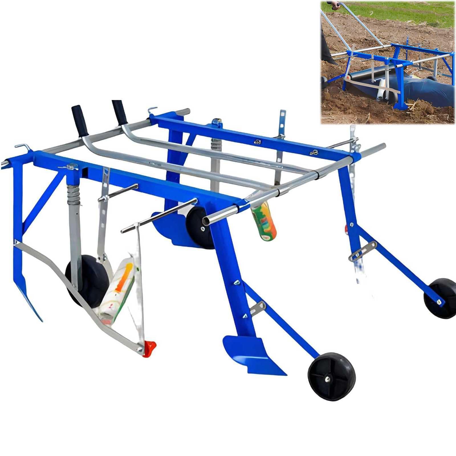 Huerto Plastico MáQuina Maquinaria AgríCola,Manual Multifuncional Anchura Y Profundidad Ajustables,Plastico Agricola MáQuina Acolchado,Adecuada para De JardíN para Huerto