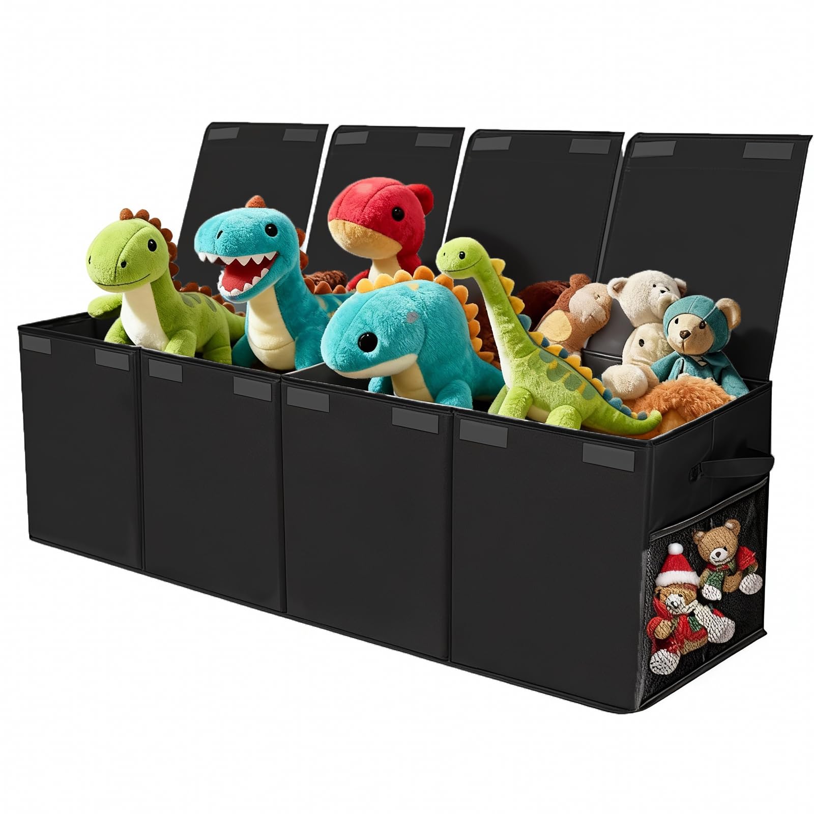 Caja de almacenamiento de juguetes de tela Oxford extragrande con tapa y asas color gris para salon
