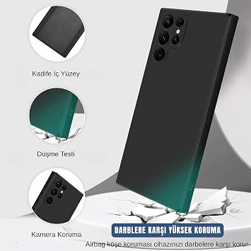 Ehr. Samsung Galaxy S22 Ultra ile Uyumlu Lansman Kılıf, İçi Kadife Silikon, Kamera Çıkıntılı Koruyucu, Leke Tutmaz ve Darbe Emici Şık Kapak (Siyah, Samsung Galaxy S22 Ultra)