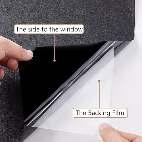 Miniatura 2 de Finnez Película opaca para ventana, privacidad, sin pegamento, adherencia estática, anti UV, 100% bloqueo de luz, película negra para ventana para