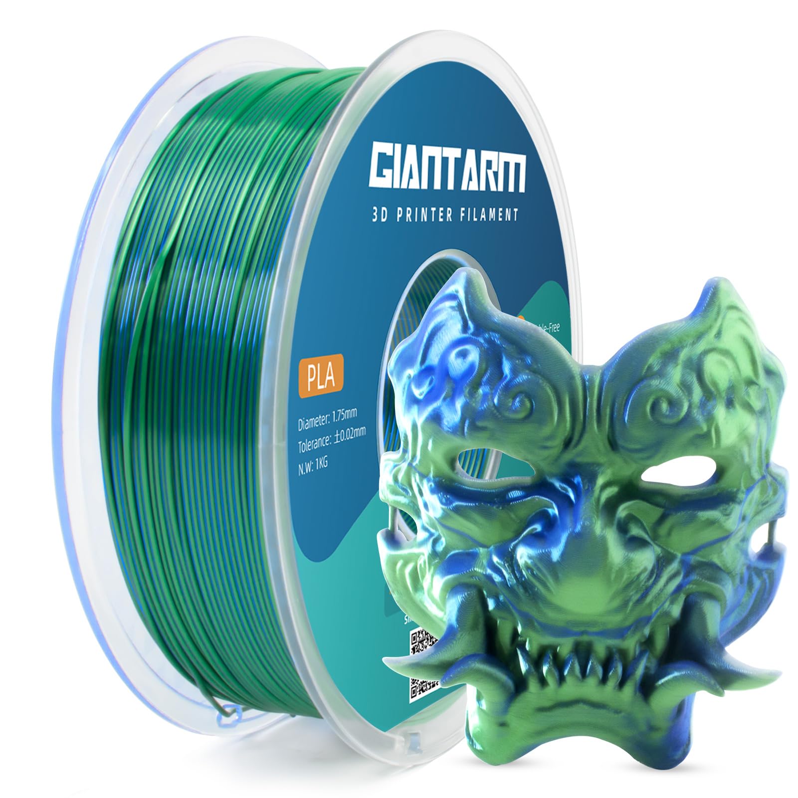 GIANTARM Silk PLA Filament 1.75mm,Dual Color PLA Blue Green 1KG