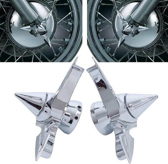 Pair Spun Blade Spinning Chorme Front Axle Cap Nut Cover for Harley