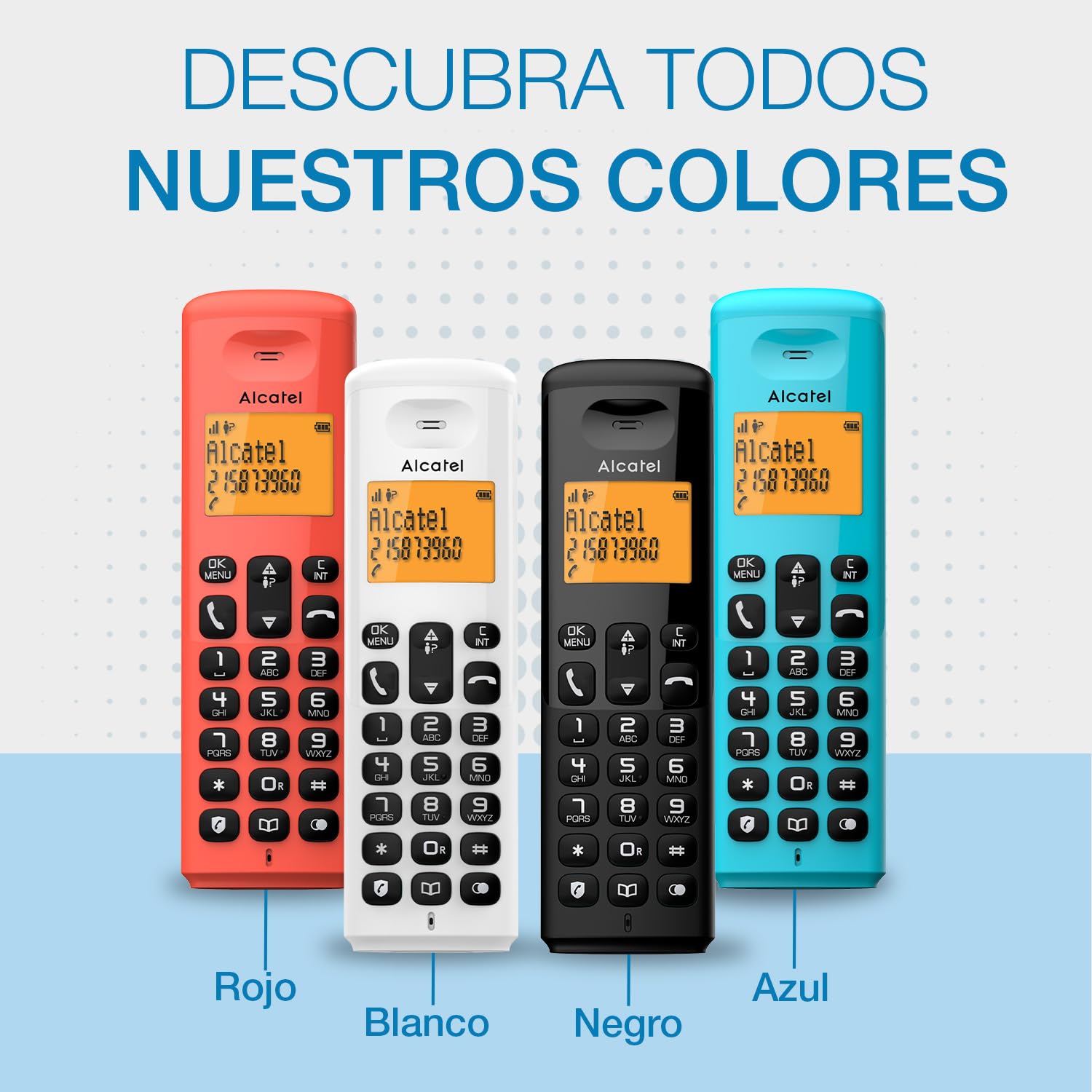 ALCATEL E160 Dúo - Teléfono Inalámbrico DECT - Diseño Compacto - Gran Pantalla Retroiluminada - Bloqueo de Llamadas No Deseadas - 3 Memorias Directas - 2 terminales - Negro