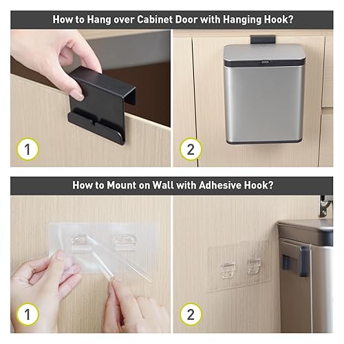 Miniatura 56 de EKO Puro - Mini bote de basura para cocina montado en la pared con tapa, organizador de residuos de alimentos, 0.79 galones / 3 litros (verde)