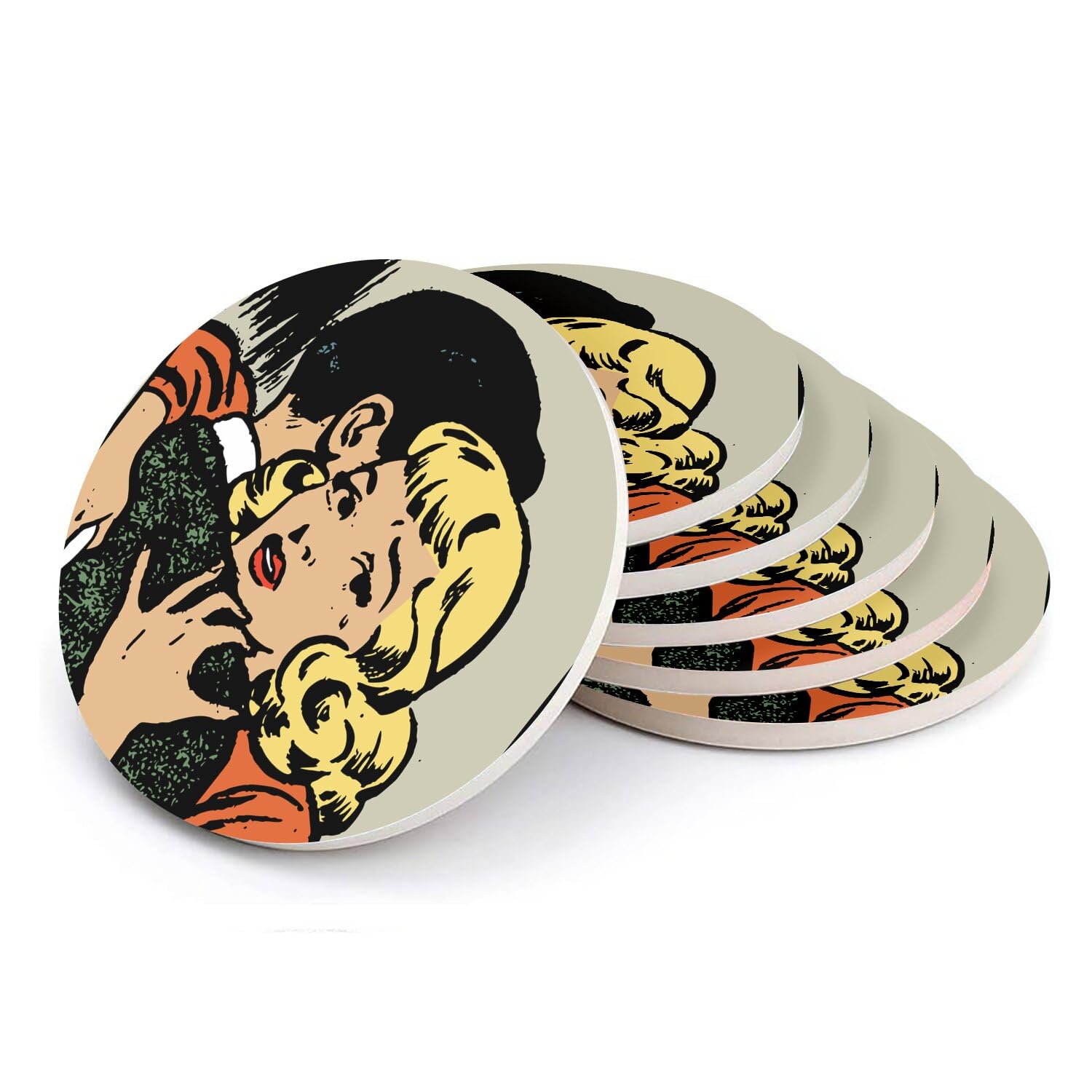 Sous verre ronds en céramique de qualité supérieure lot rétro chic 108mm